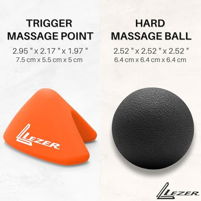 LEZER, Trigger Massage Point, Manual Massage Ball, Muscle Knots Relief Tool, Myofascial Release, Physical Therapy, Plantar Fasciitis, Set of 2 (Orange Trigger and Black Ball) - style: 07 - Trigger Orange + Hard Ball