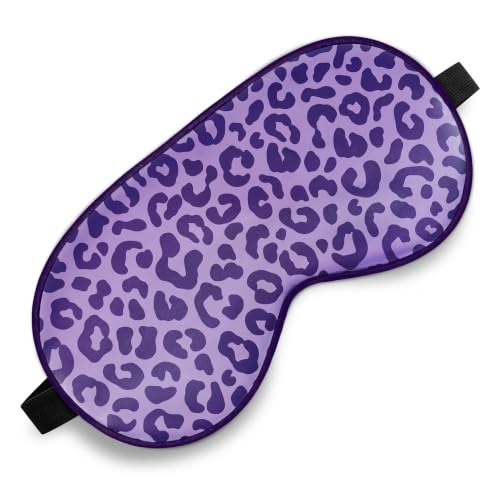 Silk Sleep Mask, Blackout Eye Mask for Sleeping with Adjustable Strap | Light-blocking Blindfold for Men & Women Pressure-Free, Soft Eye Cover Eyeshade for Side Sleeper, Travel (Purple Leopard) - color: Purple Leopard