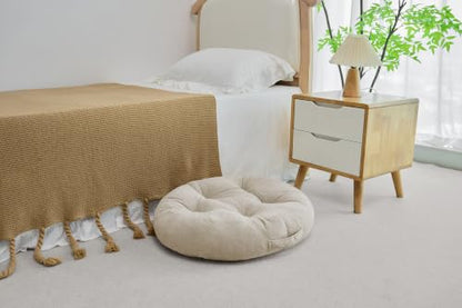 Floor Pillow for Adults, Large Sitting & Meditation Cushion - color: Beige, Round