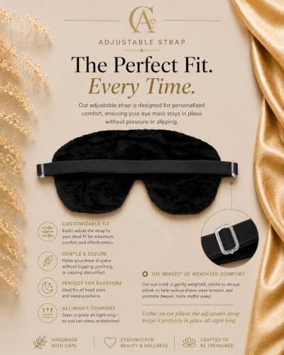 Handmade Opulence Yoga Eye Pillow - Weighted Flaxseed Fill, Lavender Aromatherapy, Satin & Velvet, Adjustable Strap - Ideal for Meditation & Restful Sleep - Black - TEMFL-BK - color: Black