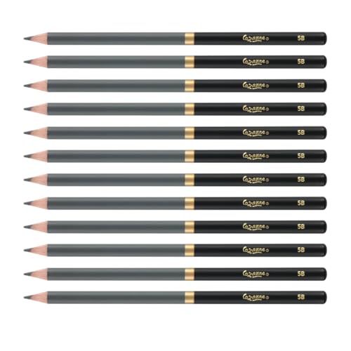 Cezanne Graphite Drawing Pencils Set - 5B, Set of 12 Break-Resistant Graphite Lead, Easy-to-Sharpen Sketch Pencils, Master Artist Quality Graphite Pencils for Technical and Artistic Drawing - color: 5B, size: Set of 12