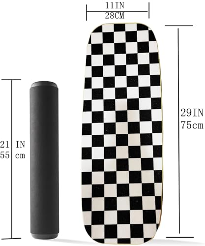 Balance Board Surf Trainer with Adjustable Stoppers - 2 Different Distance Options Balance Board for Surfing, Snowboarding, Skiing, Skateboarding, 300lbs Capacity - color: check