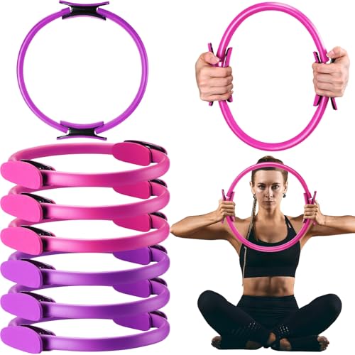 Syhood Pilates Ring 11. 81 Inch Pilates Circle Yoga Ring Magic Lightweight Flexible Workout Equipment for Fitness Physical Therapy Resistance Exercise Arms Legs - color: Pink,Purple