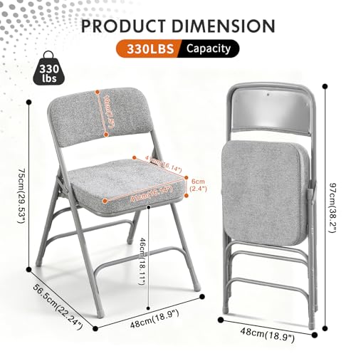 Folding Chair Fabric Padded Seat Indoor Single Foldable Chair Grey - color: Gray X1
