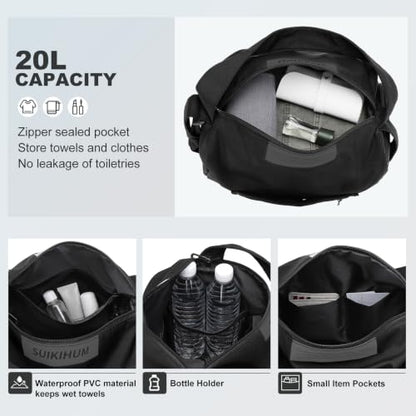 Womens Mini Gym Bag with Shoe Compartment 20L, Black - color: Black