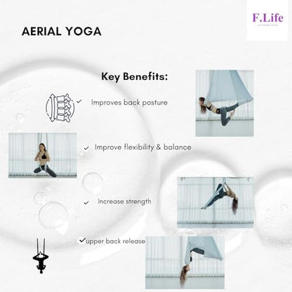 F.Life Aerial Silk Yoga Hammock & Swing for yoga Inversion,Strength training,starter hardware kit - color: Sage Green