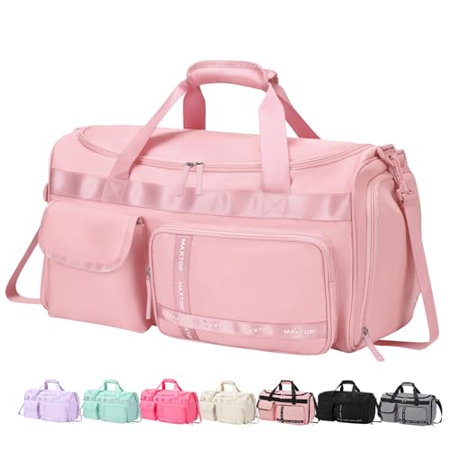 MAXTOP Large Gym Bag for Women Men Duffle Bag With Wet Dry Separation - color: All Pink, style: Gym Bag