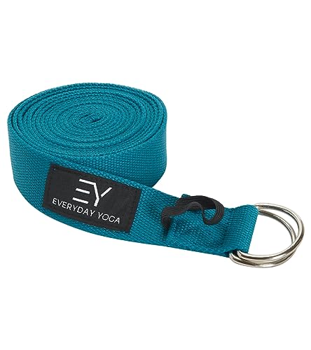 Everyday Yoga Strap with Metal D-Ring Athletic Stretching, 6ft/8ft/10ft | Durable Stretching Strap, Flexibility Training, Exercise & Fitness For Yoga, Pilates, Physical Therapy, Gym, Unisex-Adult - color: Peacock, size: 10 Foot