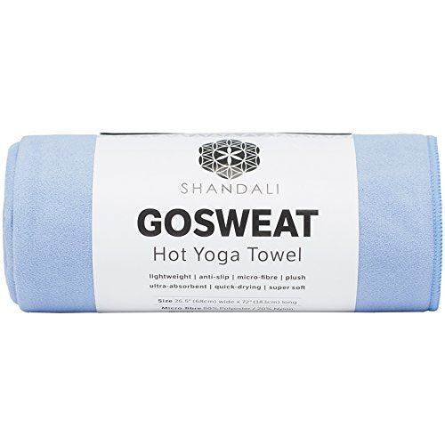 Shandali GoSweat Non-Slip Hot Yoga Towel with Super-Absorbent Soft Suede Microfiber in Many Colors, for Bikram Pilates and Yoga Mats. - color: Placid Blue, size: 72.00" x 26.50"
