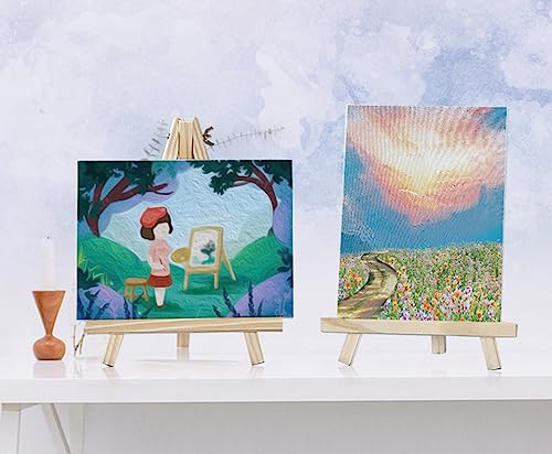 Tosnail 12 Pack 9 Inches Art Easel Stand Tabletop Wooden Display Stand Photo Holder Display Stand for Artist, Students, Adults, Kids Painting