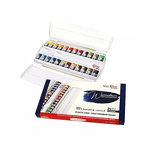 Watercolor Paint Set Rosa Gallery 24 full pans, Plastic case, Extra fine professional watercolours