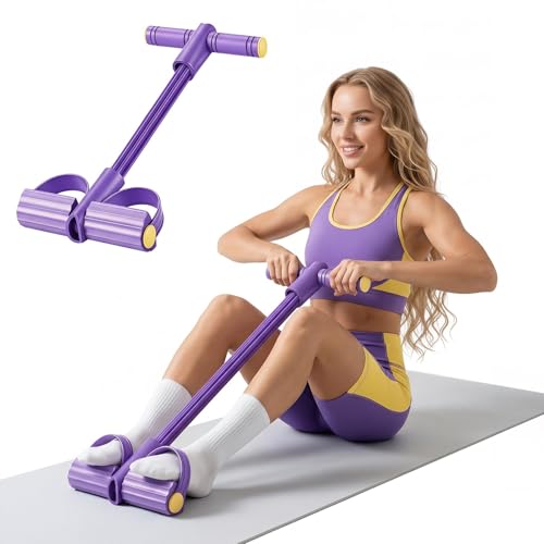 2026 Upgraded 8-Tube Multifunction Pedal Resistance Bands with Handles - Ultra-Strong Tension for Yoga, Full-Body Workout - Ideal for Home, Office & Travel Fitness (Purple)