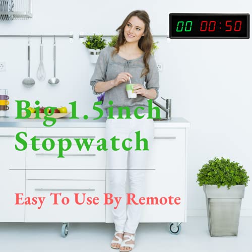LED Interval Timer Count Down/Up Clock Stopwatch with Remote for Home Gym Fitness - color: Green+red