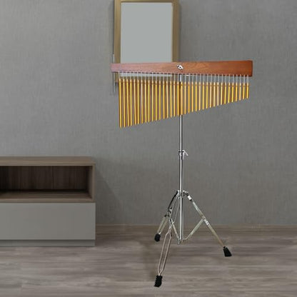 ENNBOM 36 Note Adjustable Height Wind Chime Single-row Percussion Chime with Collapsible Tripod Stand Bar Chime for Class Yoga Gold - color: 36 Note Chime