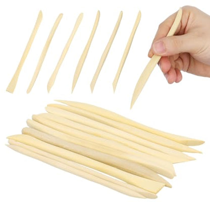 VILLCASE 30pcs Wooden Clay Sculpting Tools, 6.1'' Double Ended Clay Modeling Tools for Cutting Shaping Carving, Polymer Pottery Dough Ceramic Modeling Kit for Classrooms, Beginners, Group Activities