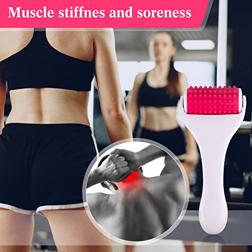 Tondiamo 2 Pcs Muscle Roller Portable Small Silicone Massager Roller Deep Tissue Muscle Massage Stick Cellulite Remover Scar Tissue Massager for Relief Face Neck Arm Back Leg(White,Silicone) - color: White, Rosy, style: Silicone