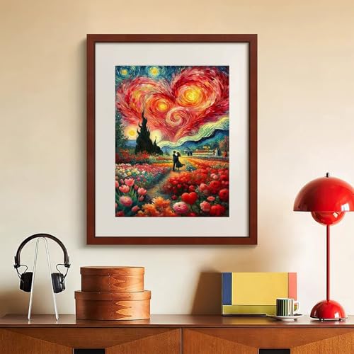 Van Gogh Style Diamond Art Kits for Adults,Heart Sky Diamond Painting | Diamond Art Kit for Beginners, 5D DIY Full Drill Diamond Painting Gem Art, Home Wall Art Gifts(12x16 inch) - color: DP03932