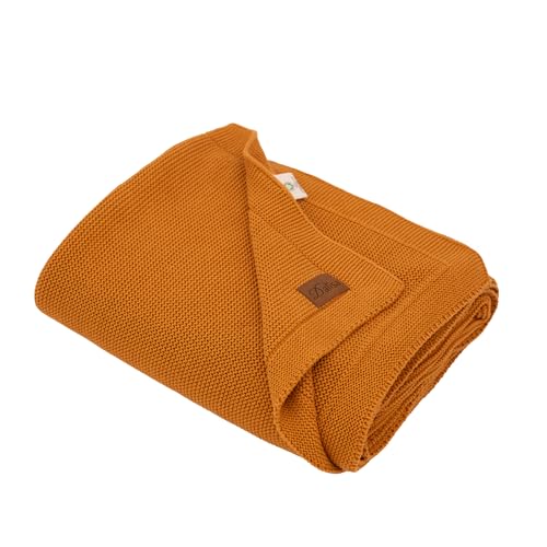 Dalisa 100% Organic Turkish Cotton Throw Blanket - GOTS Certified, Cozy - Perfect for Couch, Bed, and Home Decor - Boho Vintage Knit Alina (Saffron Gold, 60x80) - color: Saffron Gold, size: 60x80