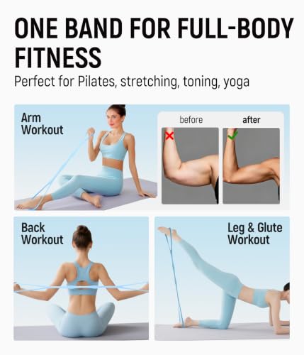 Upgraded Figure 8 Resistance Bands, Resistance Bands for Arms & Full Body Workout, Stretch Resistance Band with Handles for Yoga, Pilates, Toning, Home Fitness & Physical Therapy - color: 15LB Purple+25LB Blue