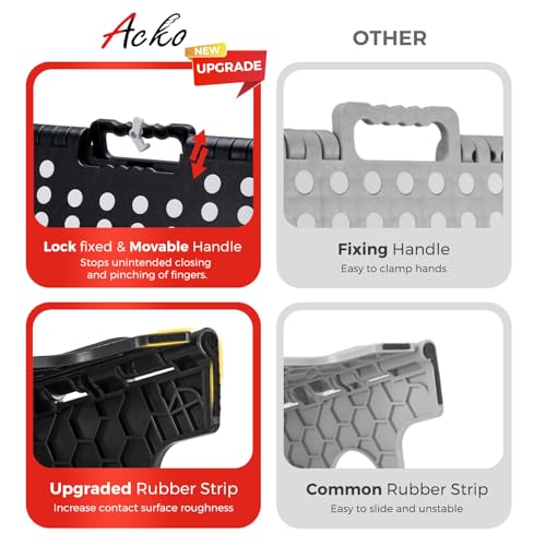 ACKO 16 Inch Folding Step Stool with Safety Lock, Holds 400 lbs, Black | Portable Foldable Stools with Handle, Heavy Duty Collapsible Non-Slip Foot Stool for Adults & Kids, Kitchen Bathroom Outdoor - color: Black, size: 16 Inch