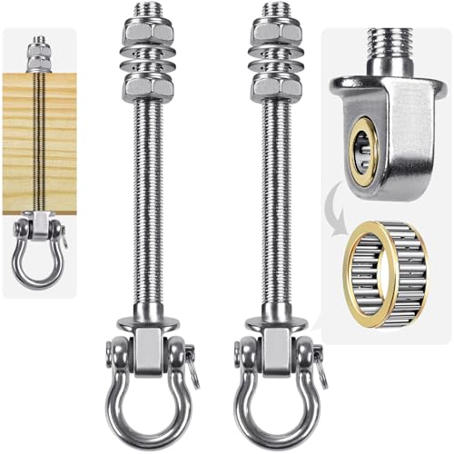 SELEWARE Heavy Duty Swing Hanger with Bearings, 2 Pack Porch Swing Hardware | 304 Stainless Steel, M10 x 9 Inch Bolts, Supports Up to 1500LB, Designed for Wood Beams, Steel Frames and Yoga Hammocks - color: U (9 inch, 2 Pack)
