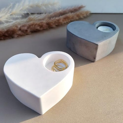 Wehous Valentine Resin Molds, Heart Shape Candle Holder Silicone Mold, 3D Love Heart Valentine Tealight Candle Holder Jewelry Plate Molds, Concrete Cement Epoxy Casting Craft Molds Home Decor - color: heart
