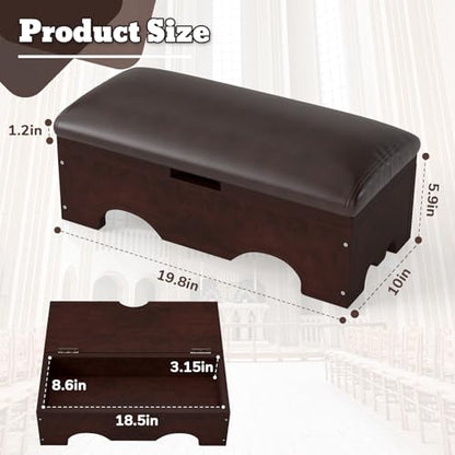 Kneelers for Praying, Wooden Prayer Kneeler Bench with Storage | Prayer Bench Stool for Kneeling at Home, Church Prayer Stool Bench, Kneelers for Prayer with Cushion Pad for Home Church