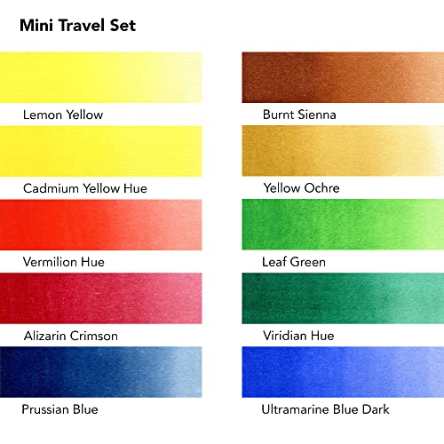 Daler-Rowney Mini Half Pan Travel Tin, 12 Piece Set, Colors May Vary - size: 12 Piece (Pack of 1), style: Tin Travel Set