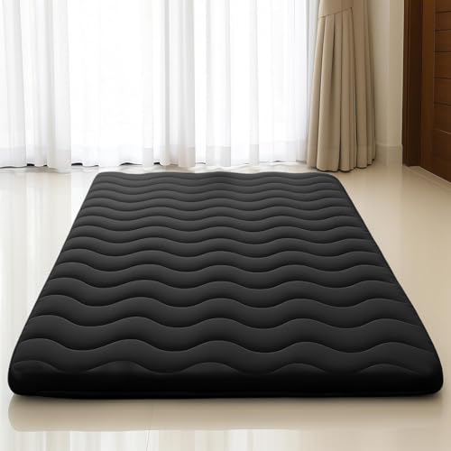 SCHNAUZER HOME Japanese Floor Mattress Futon Mattress Full 3.5" Thick Black - color: Black, size: Full( 80 x 54)