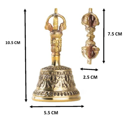 Mini Tibetan Bell Bajra Set - Dharma Object Alter Pray Singing Bowl Hand Bell Handmade Buddhist Meditation Bell by Himalayan Bazaar (4-Inch) - color: Mini Bell