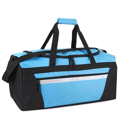 40 Liter, 22 Inch Reflective Duffle Bag with Shoulder Strap for Men, Women, Travel - color: Light Blue