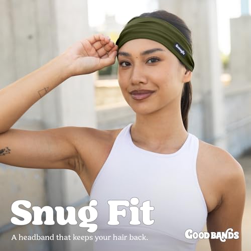 Good Bands Sweat Headbands for Men and Women, Non Slip Workout Sweatband - color: Army Green, size: Single