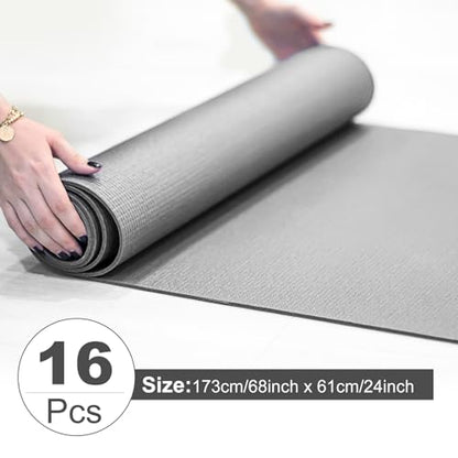 Funtery 3 mm Thin Yoga Mats Bulk, 68 x 24 Inches Lightweight PVC Exercise Mats Non Slip Workout Fitness Pads for Yoga Pilates Stretching Classes Gym Home Studio - color: Grey