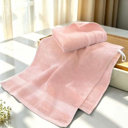 VOOVA & MOVAS Pink Hand Towels 2 Pack, 100% Cotton, 13x29 in | with Hanging Loop, Lightweight, Soft, Quick Dry & Absorbent, Bathroom, Dorm and Travel Use - color: Lightpink