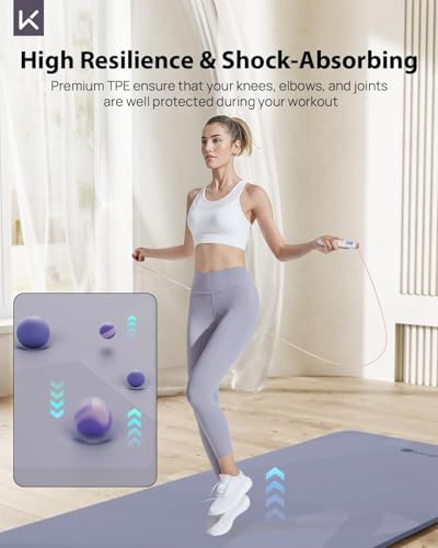 KEEP Extra Wide Yoga Mat, 7mm Thick 72" x 32" Exercise Mat | 7mm thick Extra wide yoga mat with carry strap for home workout, yoga, exercise and Pilates - color: Purple
