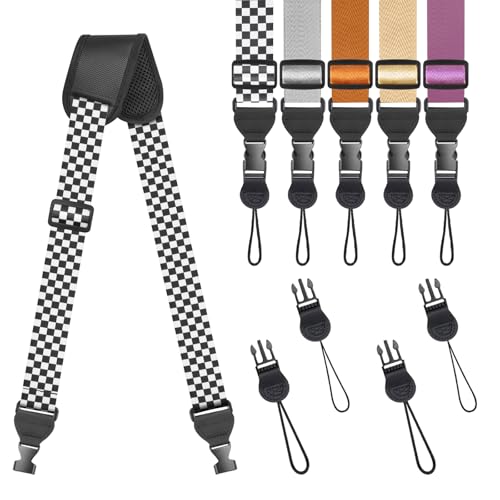 FIEIL Universal Shoulder Strap, Sandwich Mesh Padded Neck Lanyard, Replacement Comfortable Bag Strap for Camera, Cellphone Tablet,iPad, Laptop, Luggage Bag, Binocular(Black and White Checkered) - color: Black and White Checkered