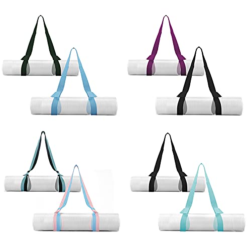 2 Packs Yoga Mat Strap for Carrying, Yoga Mat Carrier, Adjustable Yoga Mat Sling for Yoga Mat Exercise Mat - color: Black + Turquoise