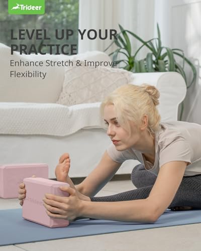 Trideer Yoga Blocks 2 Pack, Soft Non-Slip Foam Blocks with Beveled Edges for Alignment and Stretching in Yoga, Pilates, and Dance - Supportive, Lightweight, Odor Resistant, Latex-Free - color: Cherry Blossom-2 Pack