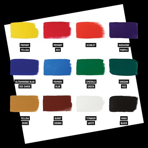 Liquitex Acrylic Gouache Paint Set, 12 x 22ml (0.74-oz), Essentials | Ultra pigmented, low viscosity, flat matte finish, no brush strokes, permanent & non-cracking & perfect for color-blocking - style: Essentials Set 12 x 22ml (0.74-oz)