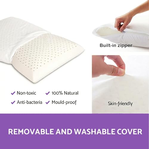 Talalay Latex Sleeping Pillow, Soft Bed Pillow with Cotton Pillowcase Helps Relieve Pressure, Premium Pillow for Side, Back, and Stomach Sleepers to Get a Restful Sleep (11, Standard (Mid Loft)) - size: Standard (Mid Loft)