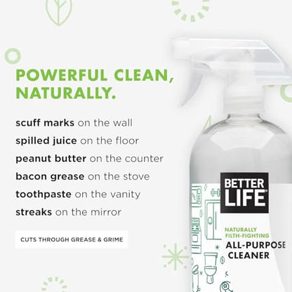 Better Life All Purpose Cleaner - Multipurpose Home and Kitchen Cleaning Spray for Glass, Countertops, Appliances, Upholstery & More - Multi-surface Spray Cleaner - 32oz Unscented - size: 32 Fl Oz (Pack of 1)