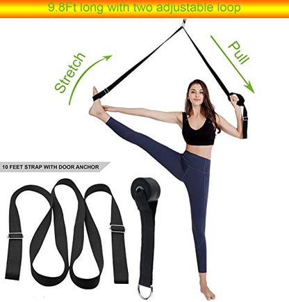 Stretching Strap with Door Anchor & Resistance Band – Improve Leg Stretch Flexibility for Splits, Ballet, Dance, Cheer, Yoga & Gymnastics - Home Leg Stretcher Trainer Equipment Stuff for All Levels