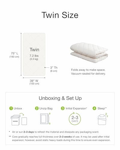 FULI Premium Japanese Futon Bed, Foldable Floor Bed, Foam Core, Twin, White | Portable Sleeping Pad Shikibuton, Made in Japan, cotton surface, polyester and polyurethane foam fill, 2.5 in thick - size: Twin (75"L x 39"W), style: Premium
