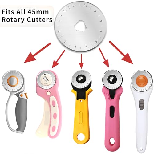 10 Pack Rotary Cutter Blades 45mm for Fits Fiskars,Olfa,Truecut Rotary Cutter Replacement Arts Crafts Quilting,Sharp and Durable