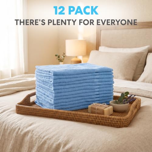 Simpli-Magic Cotton Hand Towels 16"x27" (12 Pack) – Soft Towels for Bathroom, Kitchen, Salon & Gym (Blue) - color: New Blue, size: 16 in x 27 in