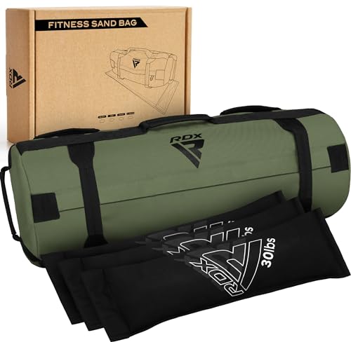 RDX Sandbag for Fitness Weights Training, Unfilled Power Bags with Handles, 5-200 LBs Adjustable Weighted Slam Bag for Strength Powerlifting Running Heavy Workout Home Gym Exercise, Sold AS UNFILLED - color: ARMY GREEN, size: 125 TO 200 LB