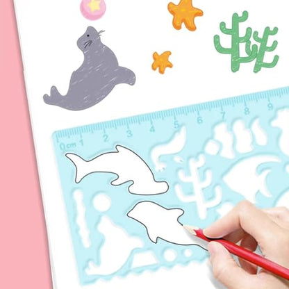Template for Drawing,4 Pack Clear Ruler Animal-Shaped Stencils Drafting Tools Set Stencil Maker Rulers,Rulers for Kids,Measuring Templates Rulers for Office,School,Drawing
