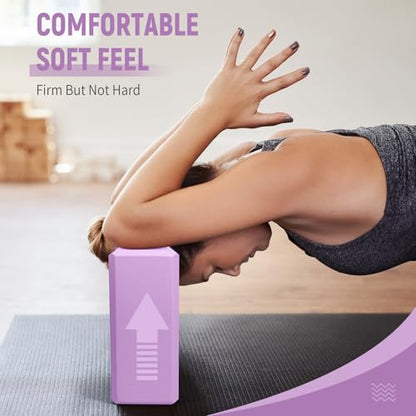 Yoga Blocks 2 Pack, 9"x6"x3" High-Density EVA Foam Yoga Block, Non-Slip Yoga Blocks for Yoga, Pilates Meditation, Stretching and Toning, Supportive, Latex-Free - color: Purple