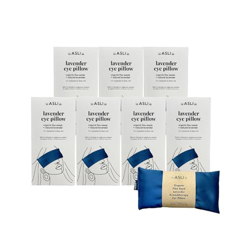 The Asli Co. [7 Packs] 2 in 1 Hot & Cool Therapy Handmade Eye Pillow (Prussian Blue) Filled with 100% Natural Organic Flax Seeds & Lavender - Soothing and Calming Scent for Relaxation & Deep Sleep - color: Prussian Blue