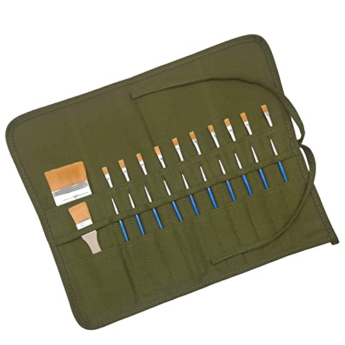 Funny live Paint Brush Holder Art Supplies, Artist Brush Holder & Storage Organizer Roll-Up Case Bag, Protect Acrylic Oil Watercolor Paintbrushes (Green 22 Slot Pockets) - color: Green 22 Slot Pockets